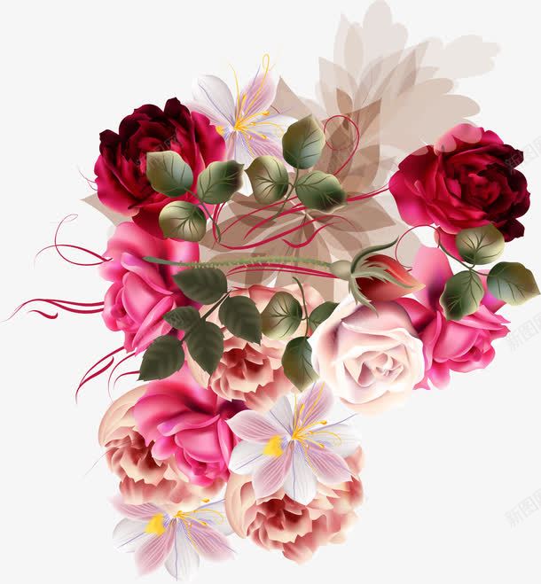 红色美丽花束png免抠素材_新图网 https://ixintu.com 免抠PNG 浪漫 红色 美丽 花束 装饰图案 鲜花