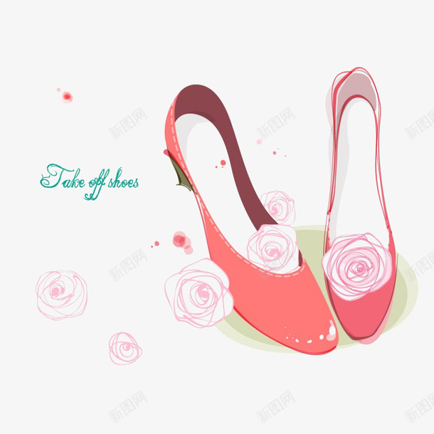 玫瑰和高跟鞋png免抠素材_新图网 https://ixintu.com 唯美 小清新 玫瑰和高跟鞋 花朵