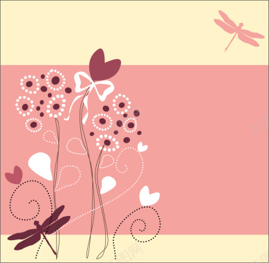 文艺手绘植物花纹婚礼邀请卡矢量背景背景