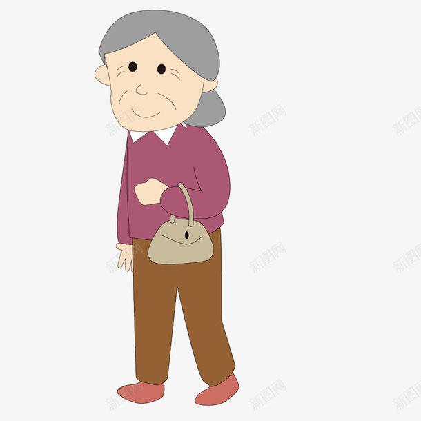 拿着手提包的老奶奶png免抠素材_新图网 https://ixintu.com 人物 卡通 手提包 白发苍苍 老太太 老奶奶 老婆婆卡通