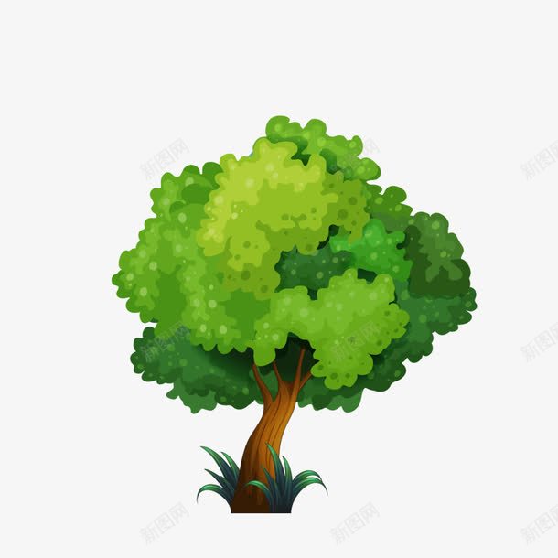 绿色小树png免抠素材_新图网 https://ixintu.com 卡通树木 手绘图 插图 树 树木 绿叶 茂盛