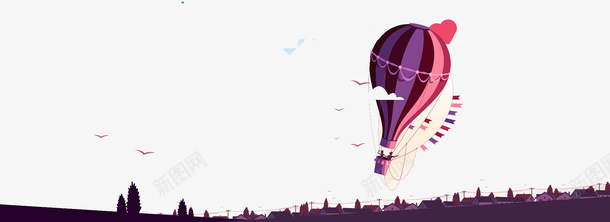 城市底纹紫色天猫png免抠素材_新图网 https://ixintu.com 城市底纹 天猫素材 热气球 紫色 节日素材