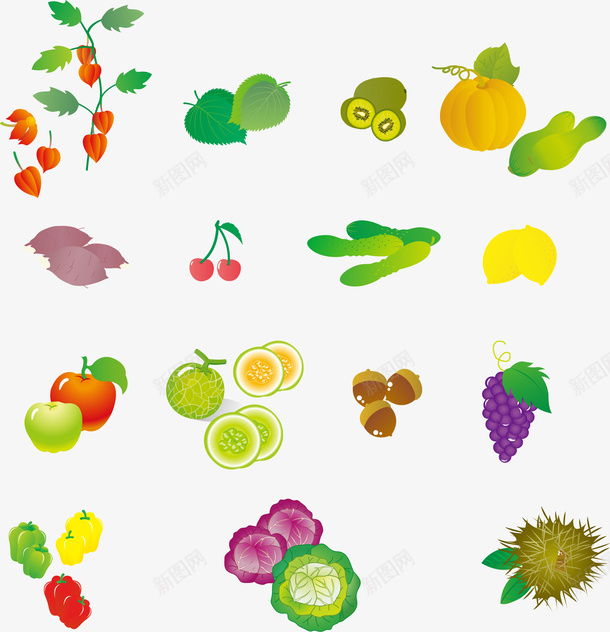 食材图标矢量图ai_新图网 https://ixintu.com 图标 水果 蔬菜 矢量图