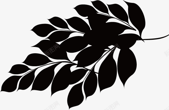树叶矢量图图标ai_新图网 https://ixintu.com 叶子 树叶 黑白色 矢量图