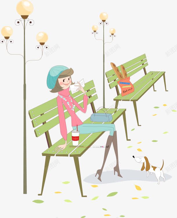卡通女人在公园长椅上png免抠素材_新图网 https://ixintu.com 公园 公园卡通 公园长椅 卡通 卡通女人 女人 女人坐在长椅 矢量图形 矢量女人 矢量素材 长椅