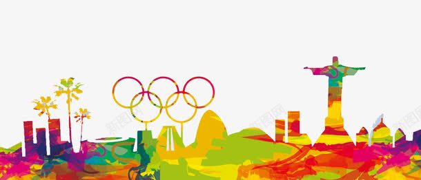 里约奥运会png免抠素材_新图网 https://ixintu.com 剪影 奥运五环 奥运会 建筑 彩色 里约热内卢