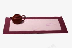 茶壶和红色茶席素材