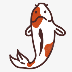 水族馆观赏鱼红色白色花斑鱼手绘卡通鱼类水族矢量图高清图片