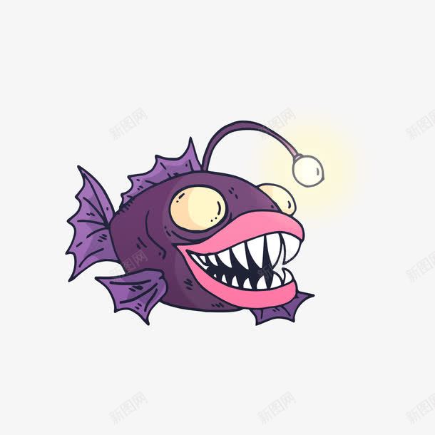 卡通手绘紫色的小鱼png免抠素材_新图网 https://ixintu.com 创意 动漫动画 卡通手绘 牙齿 紫色的小鱼 艺术