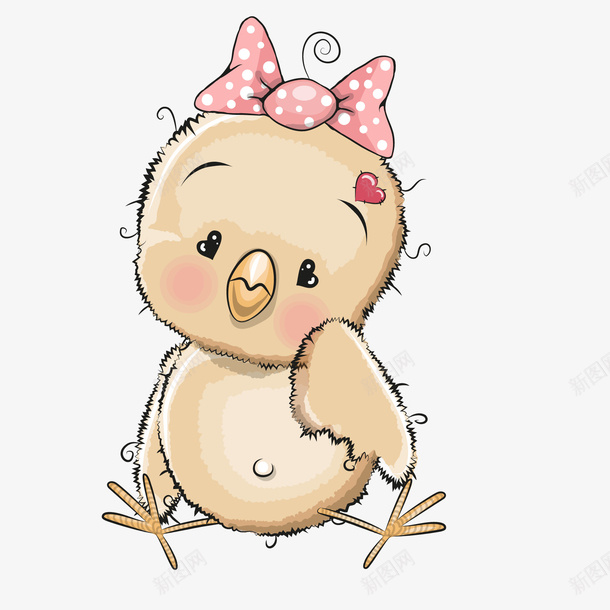 卡通可爱的小鸡动物矢量图ai免抠素材_新图网 https://ixintu.com 动物设计 卡通 小鸡 手绘 爱心 蝴蝶结 矢量图