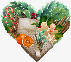 橙子盒手绘卡通绿色植物爱心图高清图片