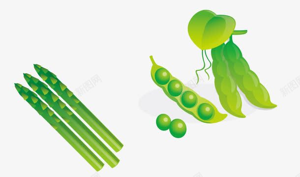 豌豆竹笋png免抠素材_新图网 https://ixintu.com 矢量竹笋 矢量豌豆 绿色蔬菜 蔬菜