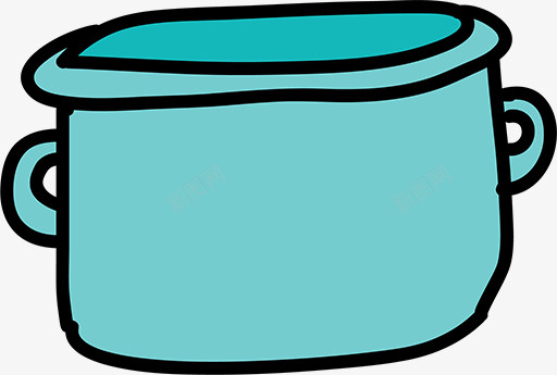 卡通铁锅png免抠素材_新图网 https://ixintu.com 手绘铁锅 简笔画 蓝色铁锅