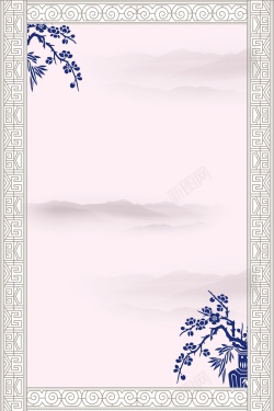 古纹边框灰色简约古典中国风背景矢量图高清图片