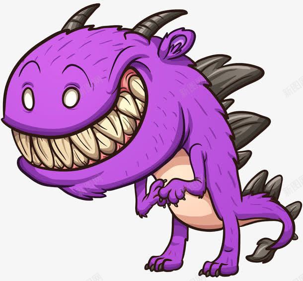 可怕怪物png免抠素材_新图网 https://ixintu.com 卡通 尾巴 微笑 紫色