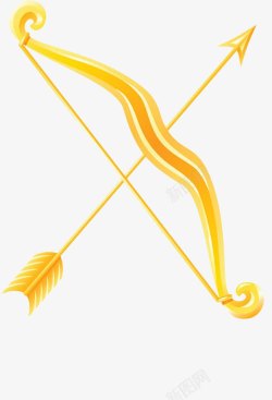 线条弓箭黄色手绘弓箭高清图片