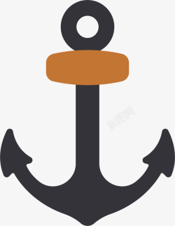 水手符号金属扁平风格黑色船锚矢量图高清图片