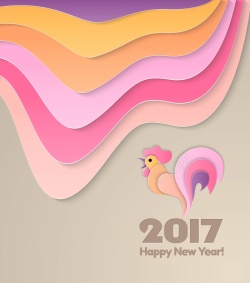 粉色大公鸡矢量咖色层叠鸡年新年背景高清图片