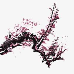 水墨桃花中国风装饰图案素材