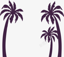 夏天海边紫色椰子树矢量图素材
