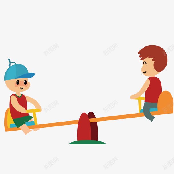 两个小男孩玩跷跷板png免抠素材_新图网 https://ixintu.com 儿童乐园 公园 玩耍 跷跷板