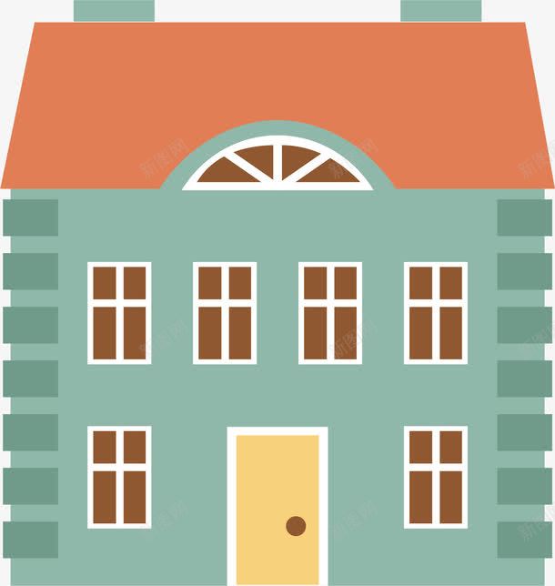建筑房屋png免抠素材_新图网 https://ixintu.com 小门 建筑 房屋 手绘 窗户 红色窗户 蓝色