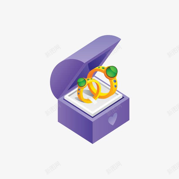 紫色的戒指盒和戒指png免抠素材_新图网 https://ixintu.com 戒指 戒指盒 手绘 紫色