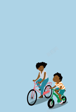 黑人海报卡通亲子骑自行车活动海报背景矢量图高清图片
