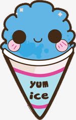 蓝色卡通冰淇淋手绘人物素材
