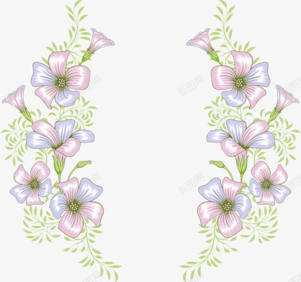 对称性淡色花朵边框png免抠素材_新图网 https://ixintu.com 对称性 花朵 边框