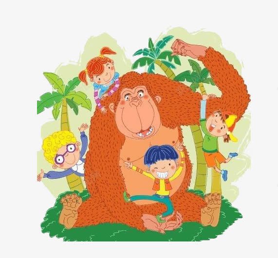 可爱的大猩猩png免抠素材_新图网 https://ixintu.com 卡通 大猩猩 棕色 椰子树