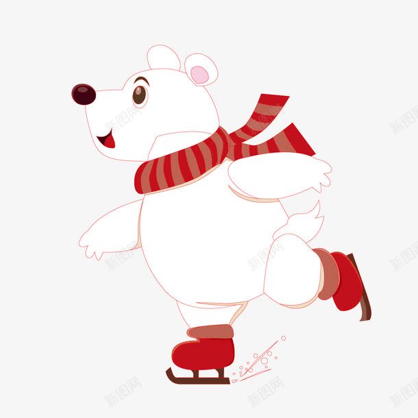 圣诞节滑冰的熊png免抠素材_新图网 https://ixintu.com 动物 卡通 围巾 圣诞节 滑冰 熊 红色