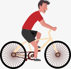 骑自行车装饰矢量手绘小清新骑自行车插画图案矢量图高清图片