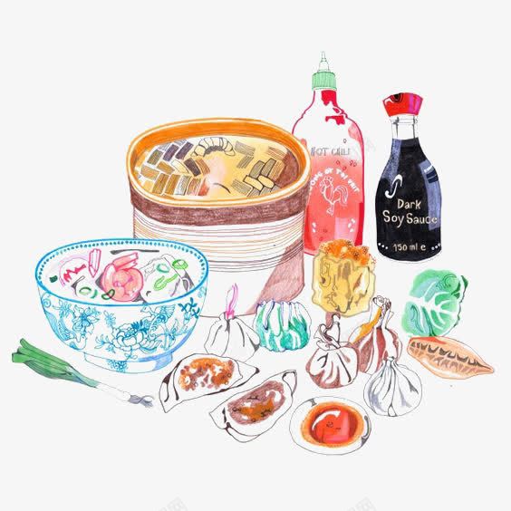 食材png免抠素材_新图网 https://ixintu.com 包饺子 卡通 水彩食材 酱油