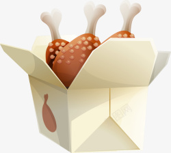 卡通快餐盒手绘鸡腿矢量图高清图片