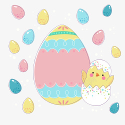 可爱复活节彩蛋和鸡仔素材