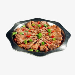 圆铁盘干锅鸭食品餐饮素材
