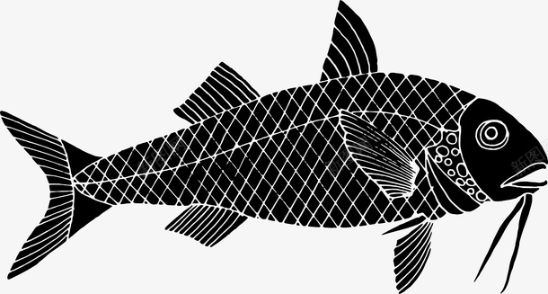 卡通手绘黑色的小鱼图标图标