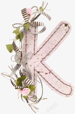 花卉装饰字母K素材
