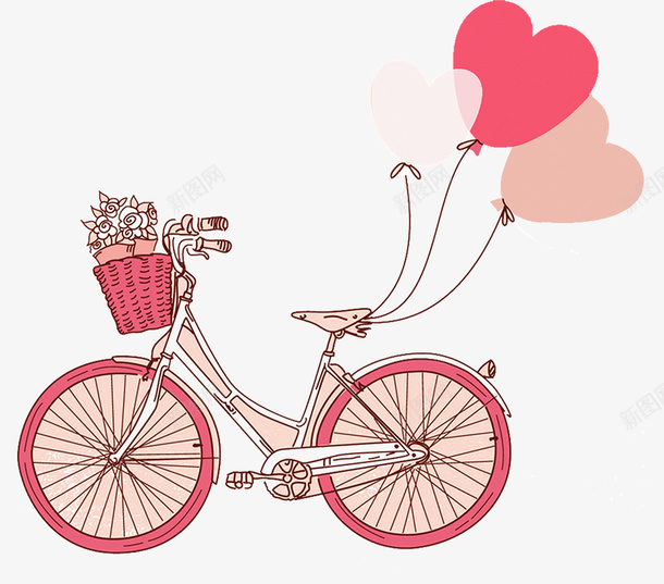 粉色简笔画卡通自行车psd免抠素材_新图网 https://ixintu.com 卡通 手绘自行车 简笔画 粉色 粉色简笔画卡通自行车 自行车 车子