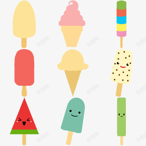 彩色手绘雪糕冰淇淋psd免抠素材_新图网 https://ixintu.com 冰淇淋 彩色 手绘 雪糕