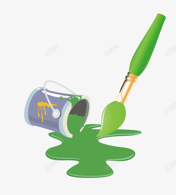 绿色油画笔png免抠素材_新图网 https://ixintu.com 卡通 图案 油画染料 油画用品 油画笔
