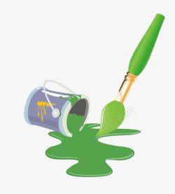 油画用品绿色油画笔高清图片