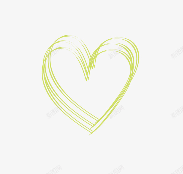 线条爱心手绘简图png免抠素材_新图网 https://ixintu.com 心形图 手绘图 爱心 简笔 线条 绿色爱心 装饰