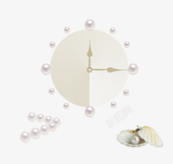 珍珠精美钟表素材