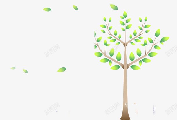 树和树叶png免抠素材_新图网 https://ixintu.com 树 漂浮树叶 绿色
