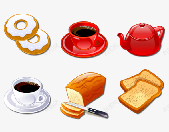 好吃美食图标psd_新图网 https://ixintu.com 咖啡 图标 好吃 美食 面包