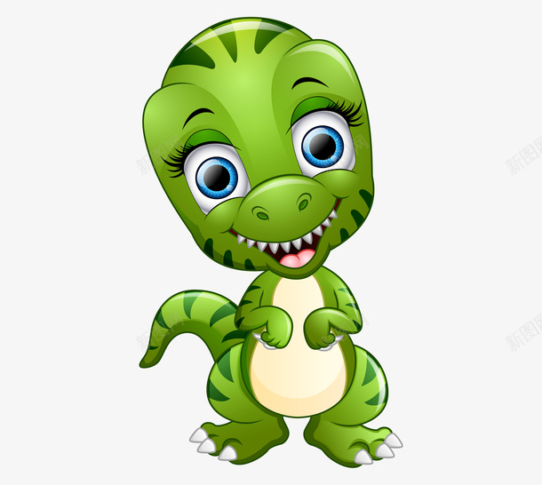 可爱的绿色小恐龙卡通图png免抠素材_新图网 https://ixintu.com 动物 卡通 可爱的 尾巴 绿色恐龙 野生动物