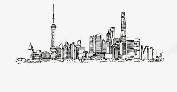 黑色上海剪影创意png免抠素材_新图网 https://ixintu.com 上海 创意 剪影 黑色