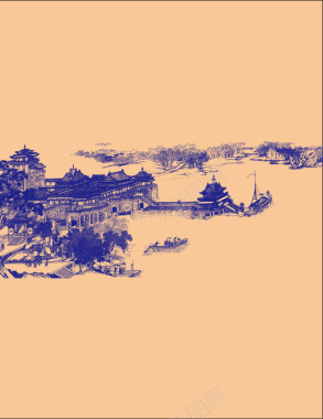 中国风水墨清明上河图背景矢量图背景